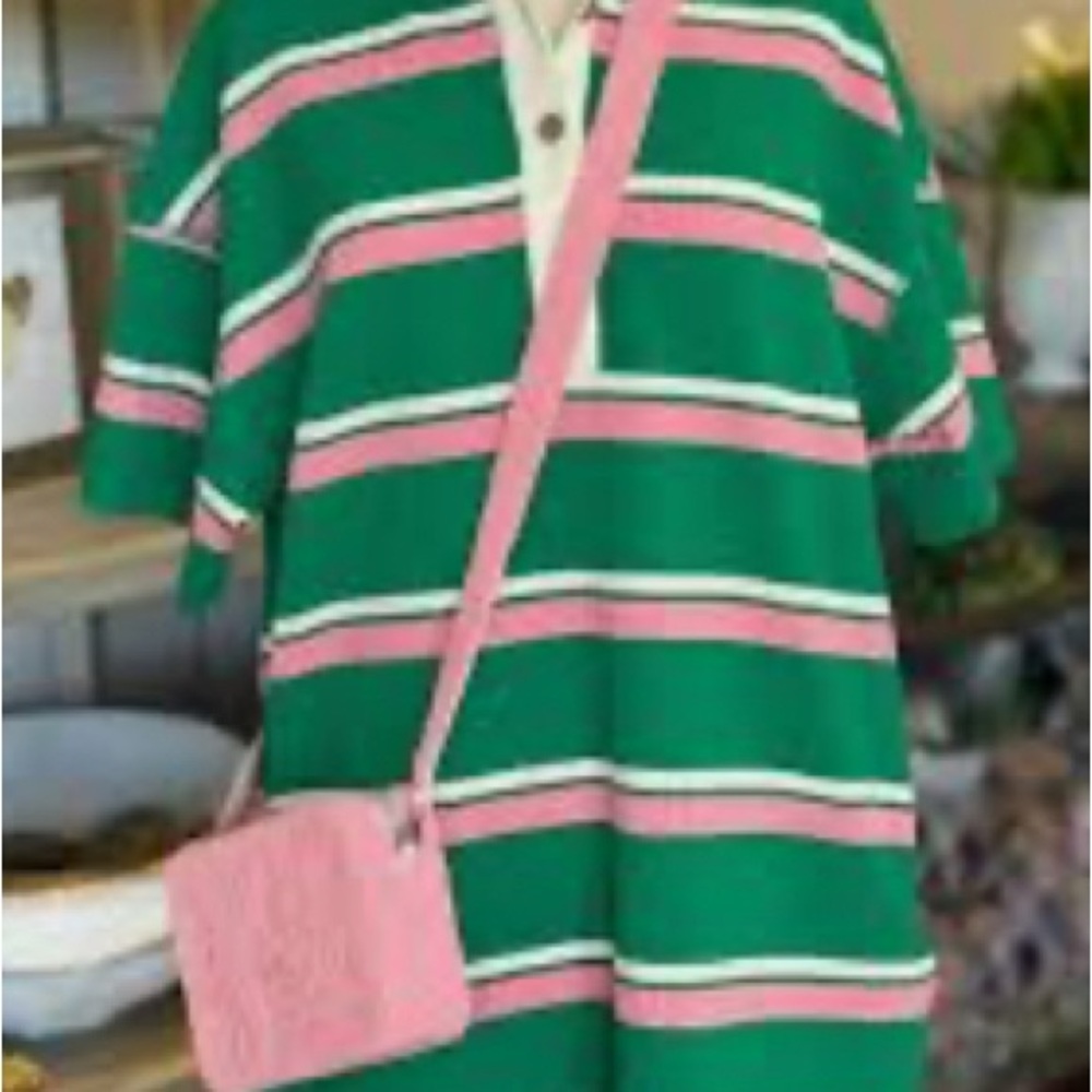 Striped Green and Pink Polo Dress